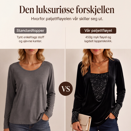 Elegant langermet topp med paljettapplikasjon for kvinner