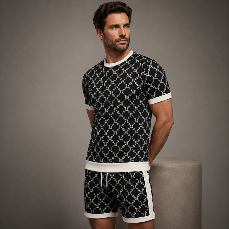 Uformelt 2-delt sett for menn: genser og shorts