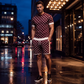 Uformelt 2-delt sett for menn: genser og shorts