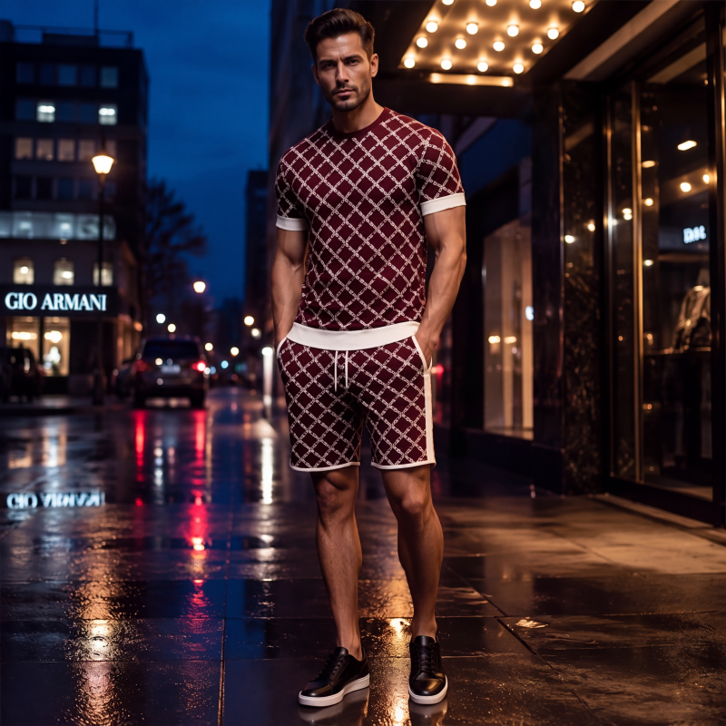 Uformelt 2-delt sett for menn: genser og shorts