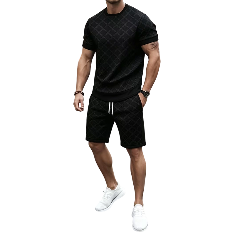 Uformelt 2-delt sett for menn: genser og shorts