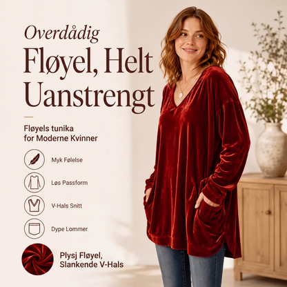 Dame V-hals Langermet Fløyel Topp