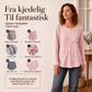 Damegenser med rund hals, teksturert lappeteppe-topp