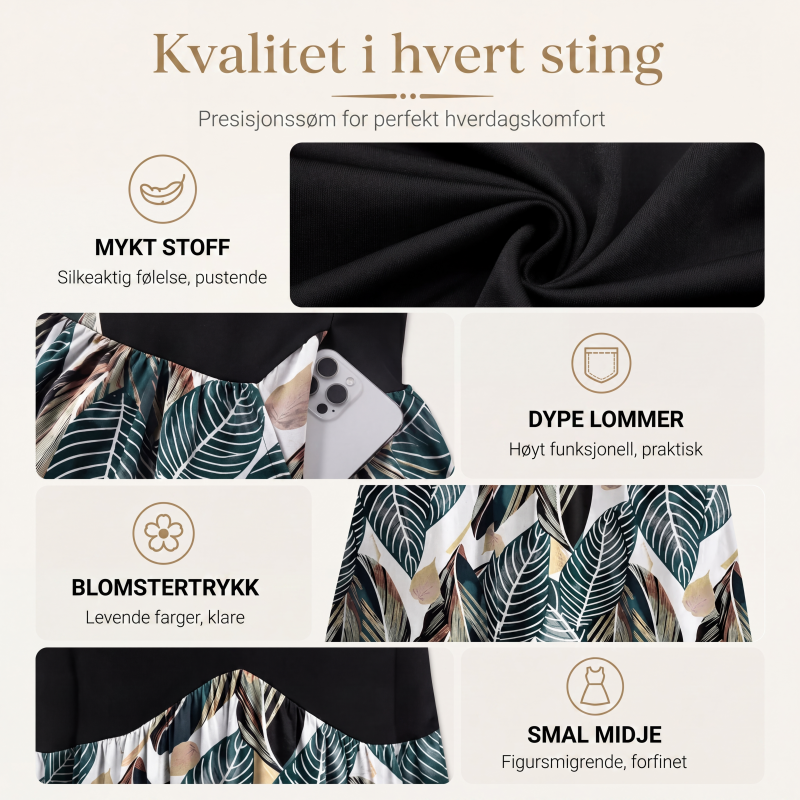 Kortermet midikjole med V-hals for kvinner