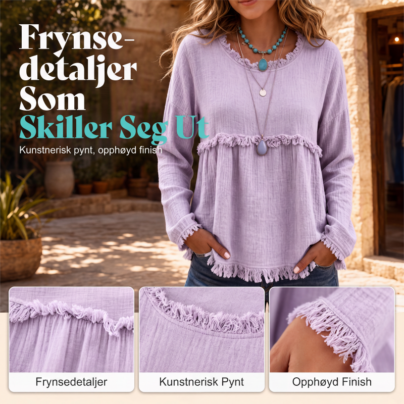 Kvinner vintage frynser og dusk casual topp