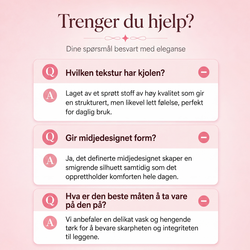 Langermet skjortekjole for kvinner med plissert midje