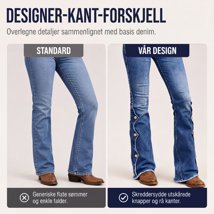 Høytsittende slitte flare-jeans for kvinner