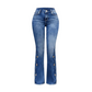 Høytsittende slitte flare-jeans for kvinner