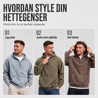 Uformell dongerijakke med halvt glidelås for menn