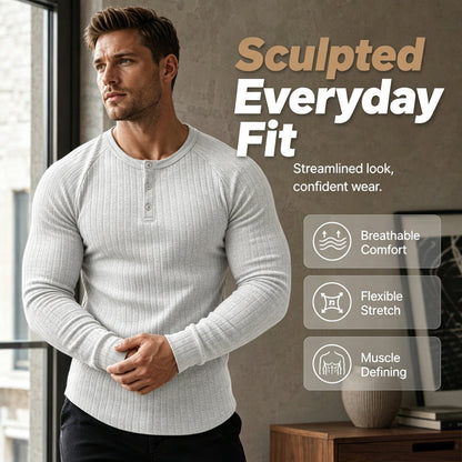 Henley-skjorte i slim fit for menn