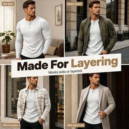 Henley-skjorte i slim fit for menn