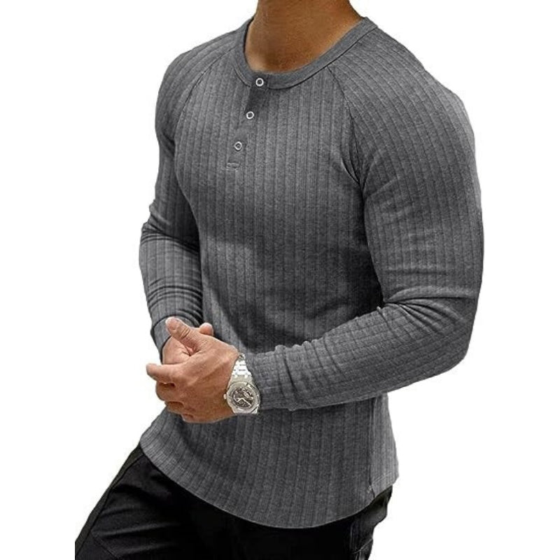 Henley-skjorte i slim fit for menn
