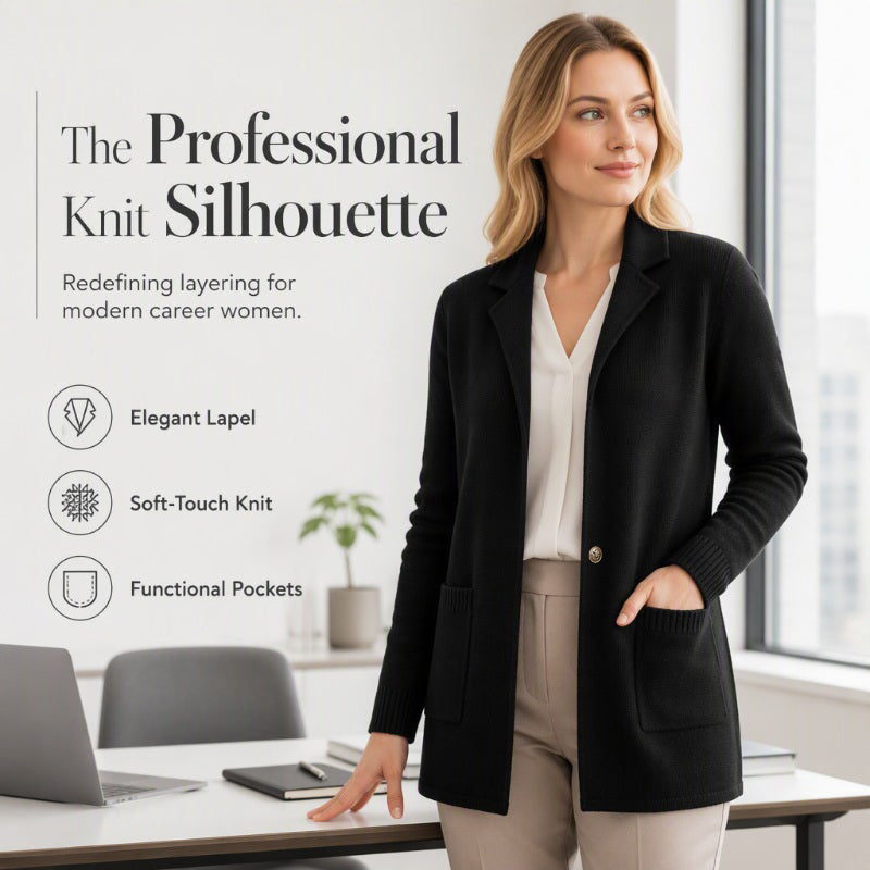 ✨ Ekstra komfort | Myk strikket damekardigan med revers og lommer