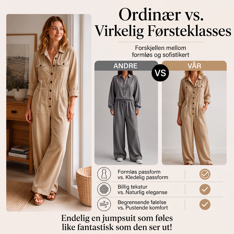 🍂 Cargo-jumpsuit med vide ben for damer – uanstrengt, praktisk stil og høstlig komfort