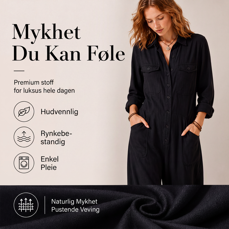 🍂 Cargo-jumpsuit med vide ben for damer – uanstrengt, praktisk stil og høstlig komfort