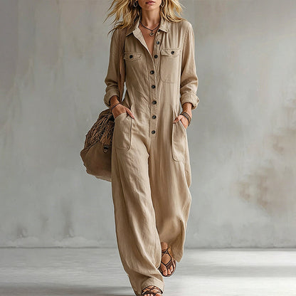 🍂 Cargo-jumpsuit med vide ben for damer – uanstrengt, praktisk stil og høstlig komfort