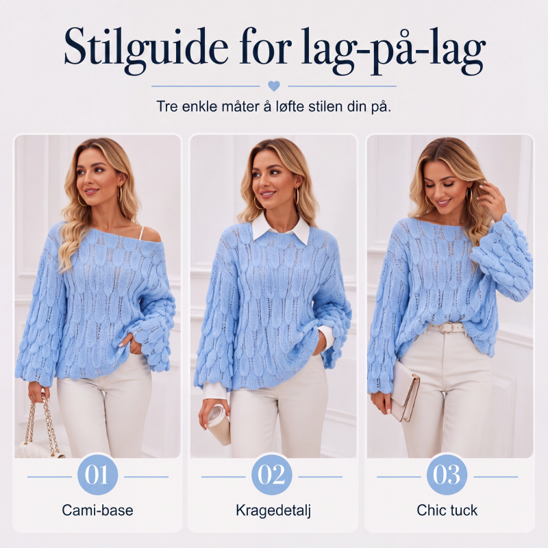 Damegensere med utsparing, løs strikket design