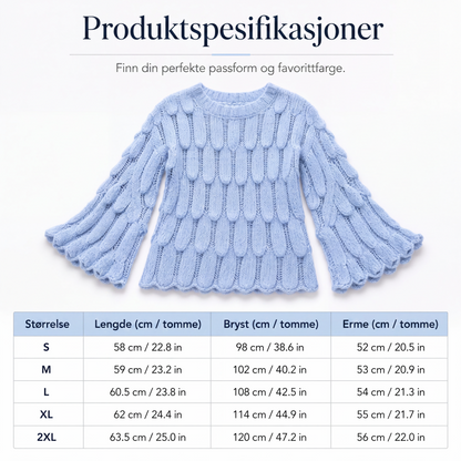 Damegensere med utsparing, løs strikket design