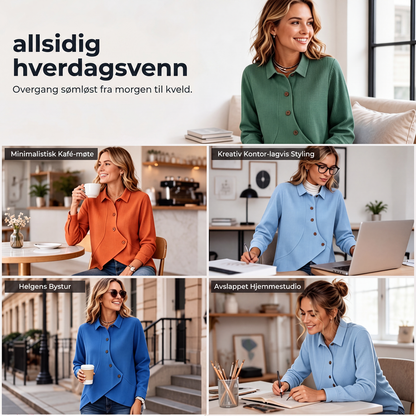 Strikket topp for kvinner med ujevn kant og knapper