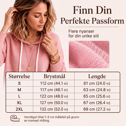 Kvinner uformell strikket genser med hette