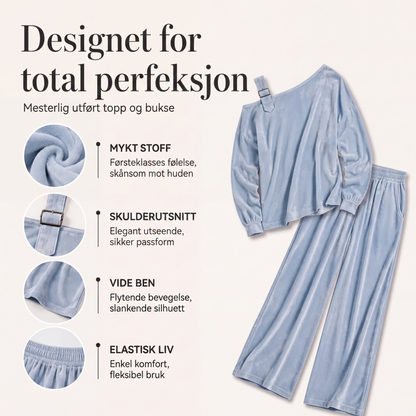 Sett med off-shoulder-topp og vide bukser for kvinner