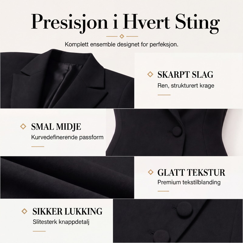 Elegant asymmetrisk enkelspent blazerkjole for kvinner