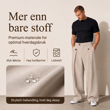 Rette, rynkefrie bukser for menn