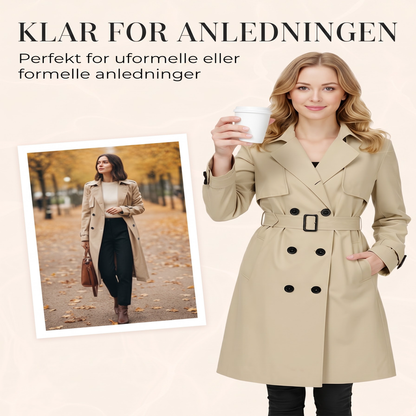 Klassisk dobbeltspent trenchcoat for kvinner