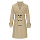 Klassisk dobbeltspent trenchcoat for kvinner