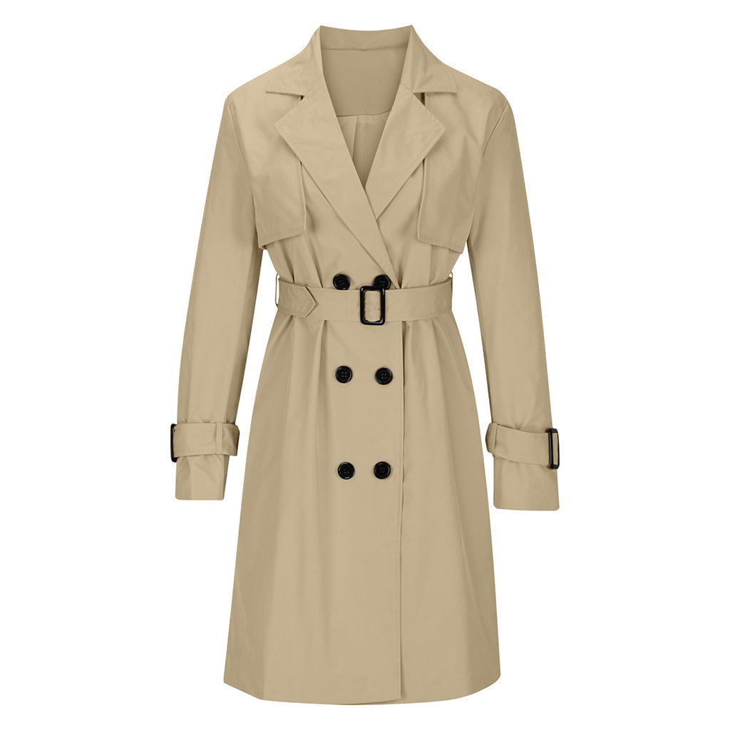 Klassisk dobbeltspent trenchcoat for kvinner