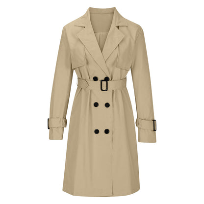 Klassisk dobbeltspent trenchcoat for kvinner