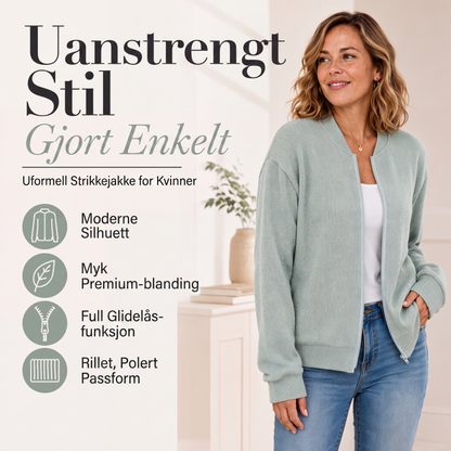 Uformell strikket baseballjakke for kvinner