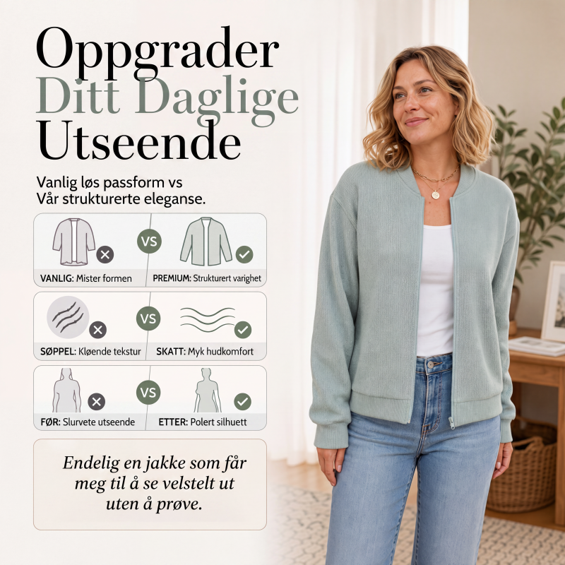 Uformell strikket baseballjakke for kvinner