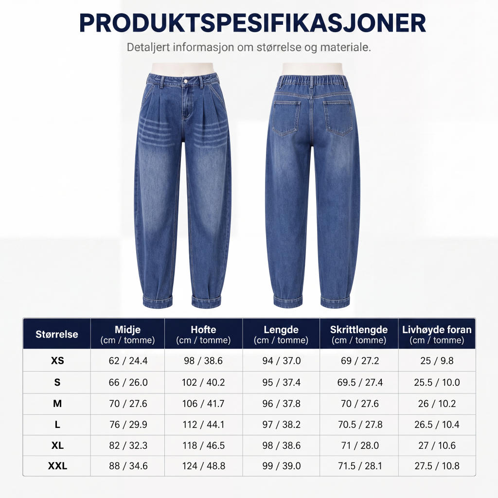 Jeans med høy midje i harem-stil for kvinner