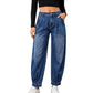 Jeans med høy midje i harem-stil for kvinner