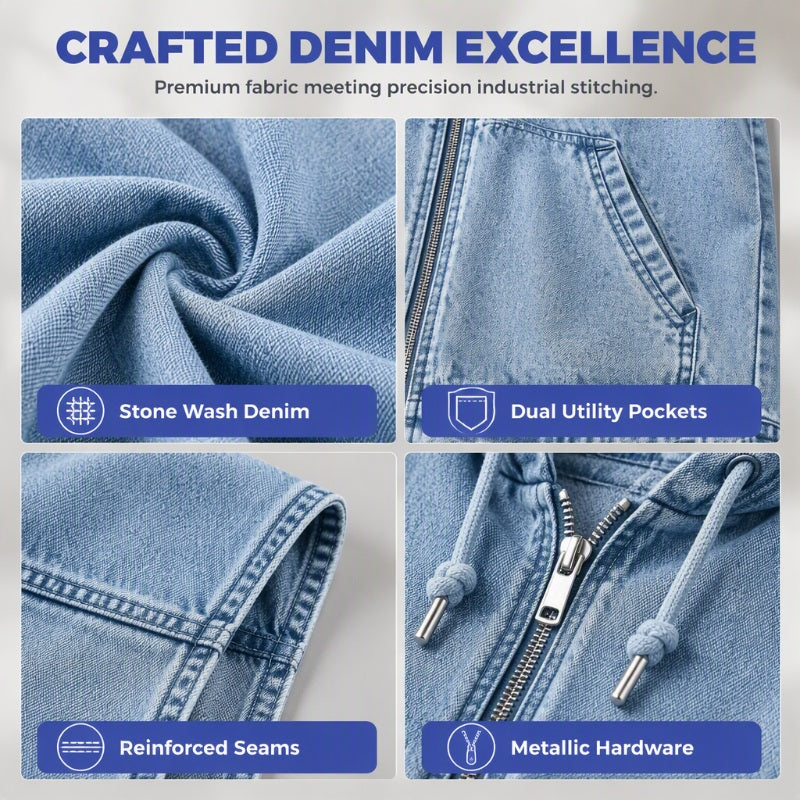Casual denimvest med hette for damer