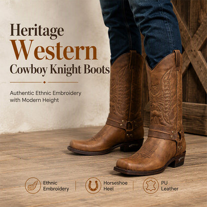 Cowboystøvler for menn med firkantet tå, vestlig stil