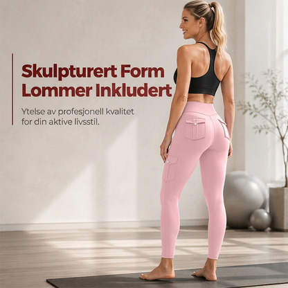 Høytaljede cargo-yogabukser for kvinner