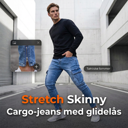 Menns skinny fit stretch cargo-jeans