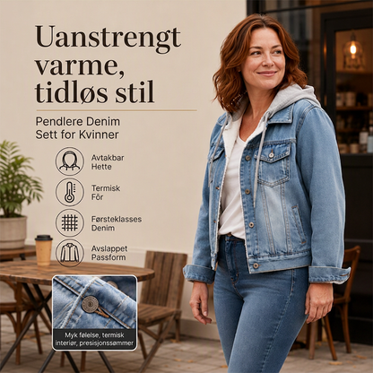 Dame dongerijakke med hette, lag-på-lag og varmt fôr