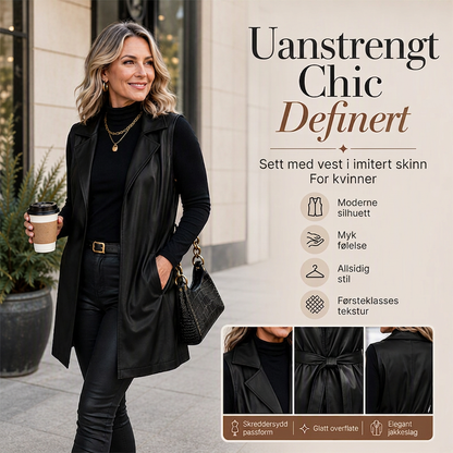 Elegant vestjakke i PU-skinn for kvinner