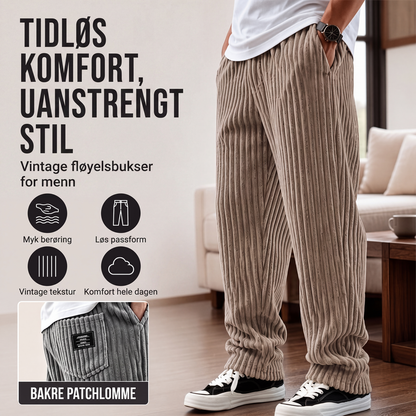 Menns retro stripete kordfløyelbukser