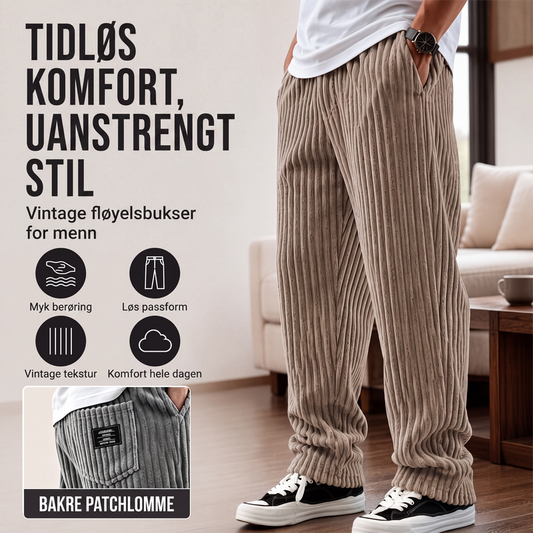 Menns retro stripete kordfløyelbukser
