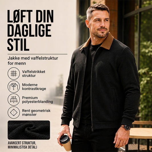 Uformell vaffeljakke med krage for menn