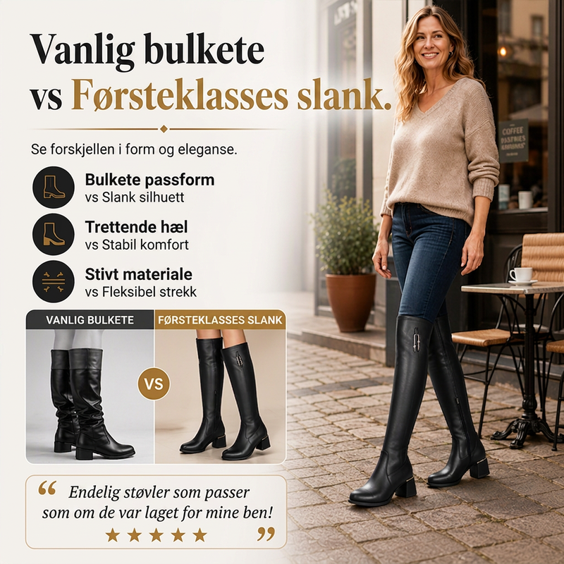 Varme, elastiske over-kne-støvler for kvinner