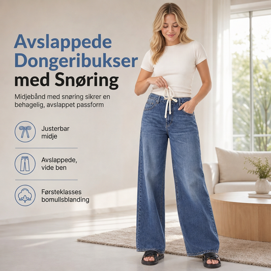 Dame uformelle løstsittende jeans med vide ben
