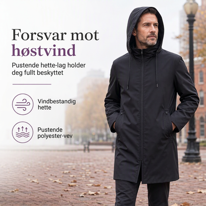 Herrejakke med hette, slim fit, vindtett