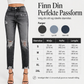 Dame retro-slitte jeans med revner