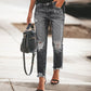 Dame retro-slitte jeans med revner