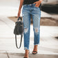 Dame retro-slitte jeans med revner
